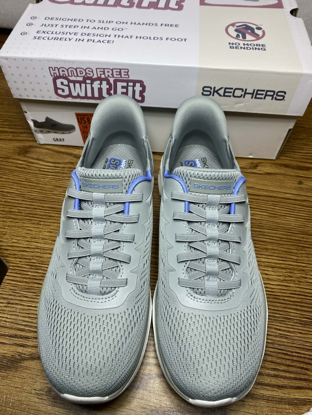 Skechers Women's Hands Free Swift Fit Memory Foam Sneakers Shoes Size 8.5M Gray - Picture 2 of 7